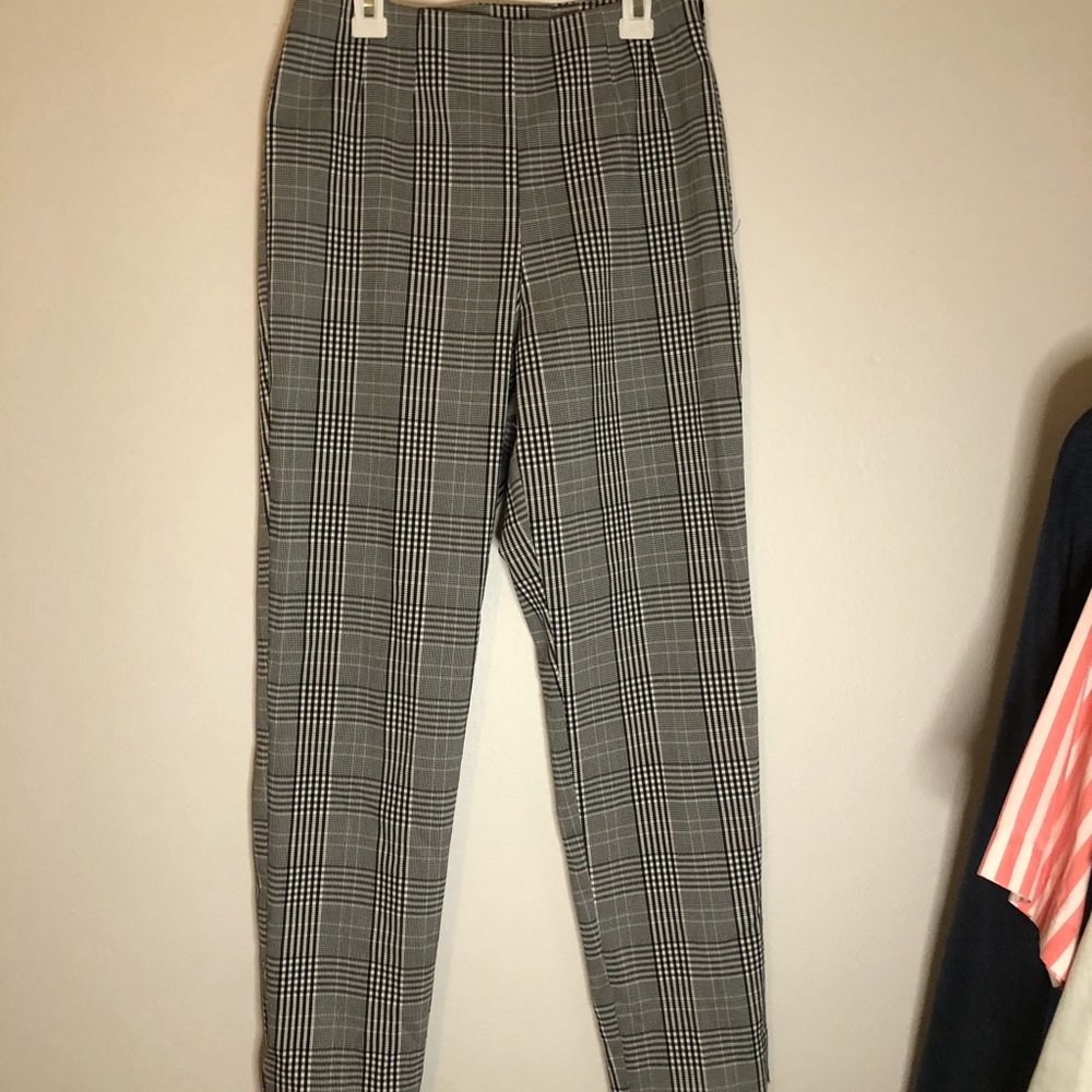 plaid high waisted business pants